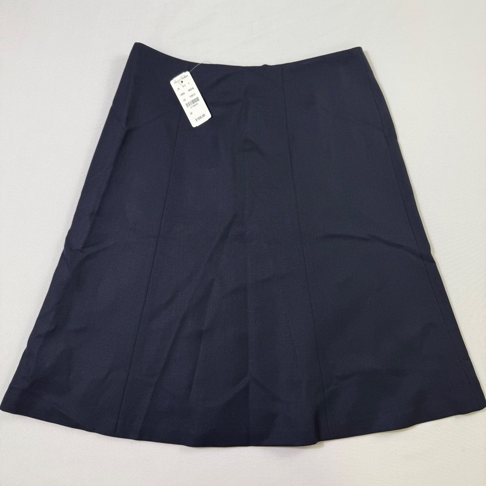 Brooks Brothers A-Line Skirt Womens 2 Navy Blue Wool Woven In Italy Lined NEW